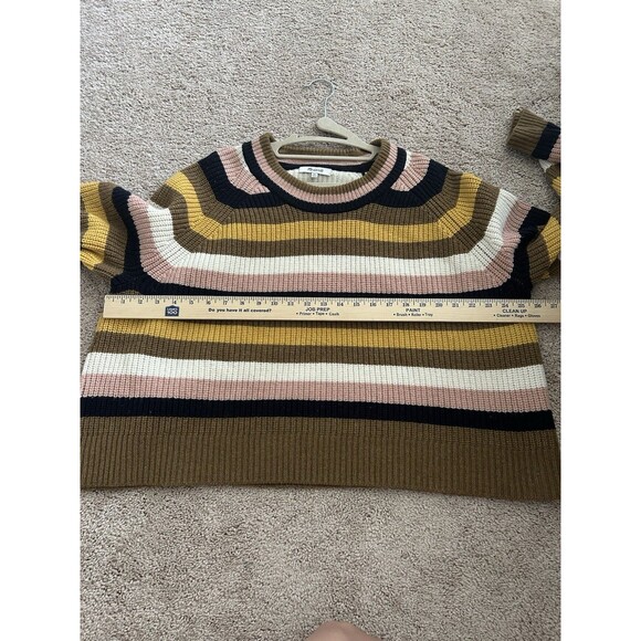 Madewell Striped Tilden Pullover Sweater Size XL  Merino Wool Blend - Picture 6 of 12